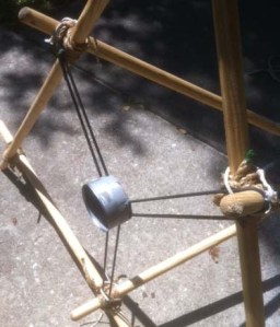 Ballista rigged with surgical tubing. (Notice the cord used to secure the tubing to the structure.